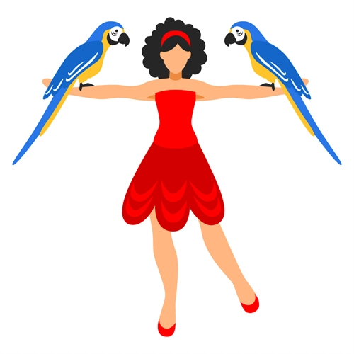 Carnival Circus Theme Parrot Performer Transparent Sticker